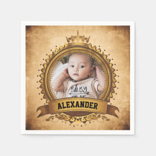 Personalisiertes Geburtstagsfoto Vintage Retro Serviette