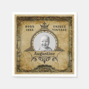 Personalisiertes Geburtstagsfoto Vintages Retro Serviette