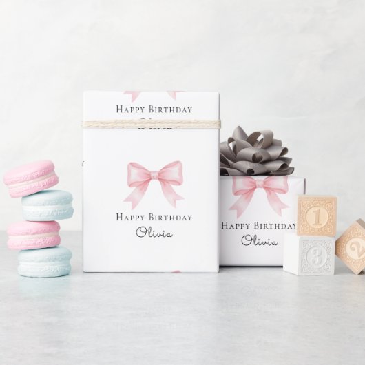 Personalisiertes Geburtstagsgeschenk mit rosa Schl Geschenkpapier (Babyparty)