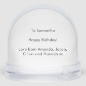 Personalisiertes Geburtstagsgeschenk mit Wasserfar Schneekugeln (Rückseite)