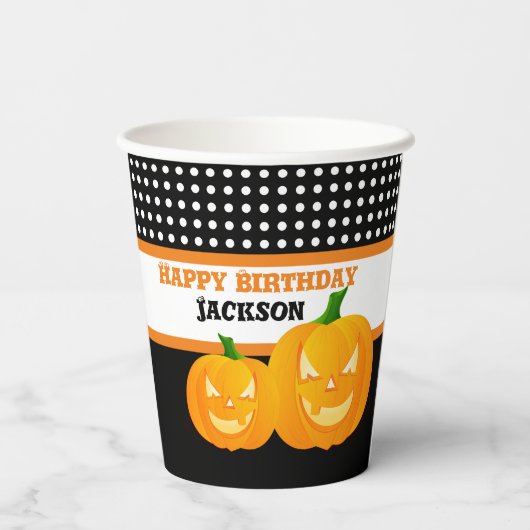Personalisiertes GeburtstagskHalloween Pappbecher (Rückseite)