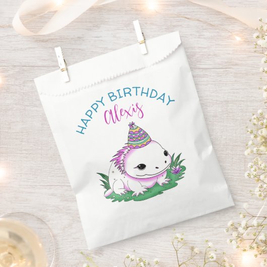 Personalisiertes Geburtstagskind Axolotl Themed Geschenktütchen (Ausgeschnitten)