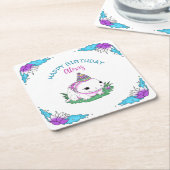 Personalisiertes Geburtstagskind Axolotl Themed Rechteckiger Pappuntersetzer (angewinkelt)
