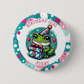 Personalisiertes Geburtstagskind | Frog Themed Button (Vorderseite)