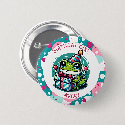 Personalisiertes Geburtstagskind | Frog Themed Button (Vorne & Hinten)