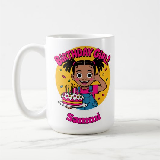 Personalisiertes Geburtstagsmädchen Kaffeetasse (Links)