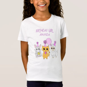 Personalisiertes Geburtstagsmädchen LLama, Kätzche T-Shirt