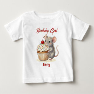 Personalisiertes Geburtstagsmädchen Süße Maus & Baby T-shirt