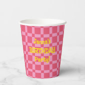 Personalisiertes Geburtstagsparteienrosa Prüfmuste Pappbecher (Rückseite)