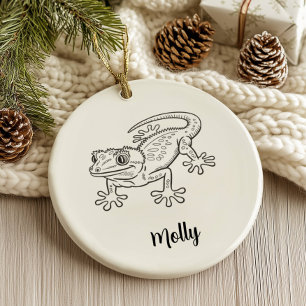 Personalisiertes Gecko-Weihnachten Keramik Ornament