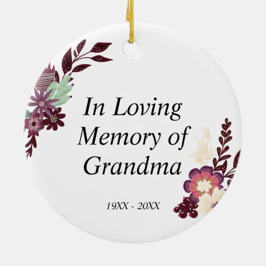 Personalisiertes Gedenken an die Oma Keramik Ornament (Hinten)