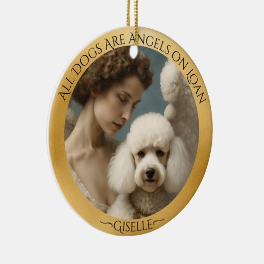 Personalisiertes Gedenkmal des Poodle Angel Keramik Ornament (Rechts)