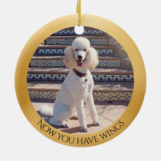 Personalisiertes Gedenkmal des Poodle Angel Keramik Ornament (Hinten)