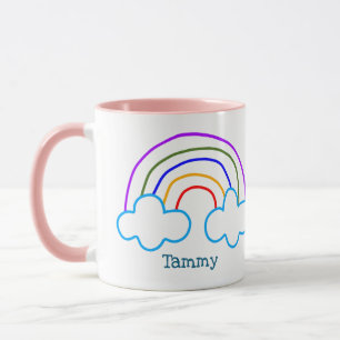 Personalisiertes Gekritzel Regenbogen Tasse