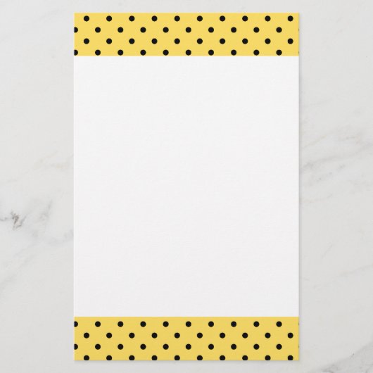 Personalisiertes Gelb- und Schwarzpolka-Punktmuste Briefpapier (Vorderseite)