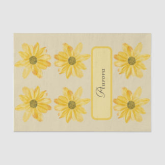 Personalisiertes gelbes Blumenzwirn Seidenpapier