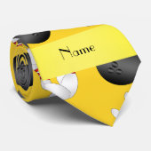 Personalisiertes gelbes Bowlingsnamensmuster Krawatte (Gerollt)
