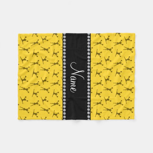 Personalisiertes gelbes Cheerleader-Muster Fleecedecke (Vorderseite (Horizontal))
