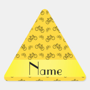 Personalisiertes gelbes Fahrradnamensmuster Dreieckiger Aufkleber