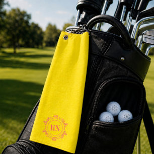 Personalisiertes gelbes Golftuch mit Initialen Golfhandtuch