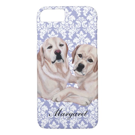Personalisiertes gelbes Labrador-Duo Case-Mate iPhone Hülle (Rückseite)