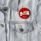 Personalisiertes gelbes Labrador mit einem vollen Button (Beispiel)