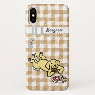 Personalisiertes gelbes Labrador und Krapfen Case-Mate iPhone Hülle
