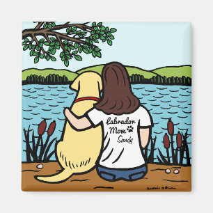 Personalisiertes gelbes Labrador und Mama lang Magnet