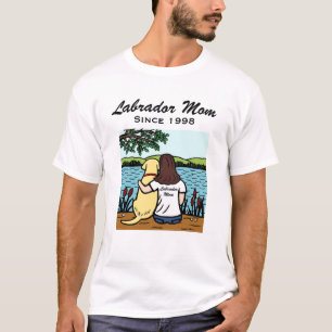Personalisiertes gelbes Labrador und Mama lang T-Shirt