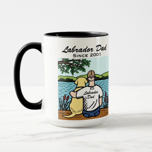 Personalisiertes gelbes Labrador und Vater Tasse (Links)