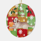 Personalisiertes gelbes Labrador-Weihnachtsmosaik Keramikornament (Links)