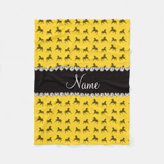 Personalisiertes gelbes Pferdemuster Fleecedecke (Vorderseite)
