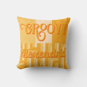 Personalisiertes gelbes Retro-Geometrik Kissen