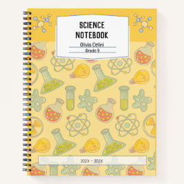 Personalisiertes, gelbes Science-Notebook Notizblock