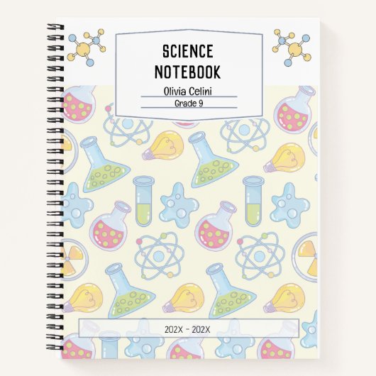 Personalisiertes, gelbes Science-Notebook Notizblock (Vorderseite)