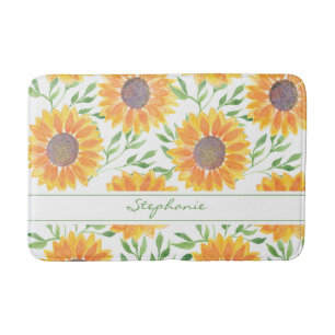 Personalisiertes gelbes Sonnenblumenmuster  Badematte
