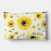 Personalisiertes Gelbfarbenes Sonnenblumenmuster Zubehörtasche (Rückseite)