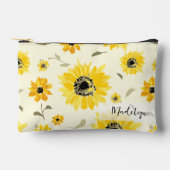 Personalisiertes Gelbfarbenes Sonnenblumenmuster Zubehörtasche (Vorderseite)