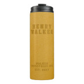 Personalisiertes Gelbgelbes Veganes Leder Thermosbecher (Vorderseite)