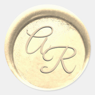 *~* PERSONALISIERTES GELBGOLD Wachssiegel Hochzeit Runder Aufkleber