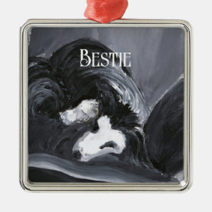Personalisiertes Gemälde eines Border Collie beim  Ornament Aus Metall