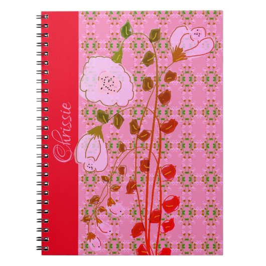 Personalisiertes Gemustertes Notebook in Rosa und Notizblock (Vorderseite)