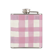 Personalisiertes gemütliches rosa kariertes Design Flachmann (Rückseite)