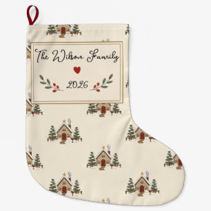 Personalisiertes gemütliches Weihnachtshäuschen Großer Weihnachtsstrumpf