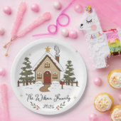 Personalisiertes gemütliches Weihnachtshäuschen Pappteller (Party)