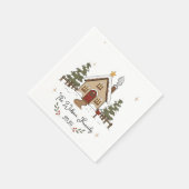 Personalisiertes gemütliches Weihnachtshäuschen Serviette (Ecke)