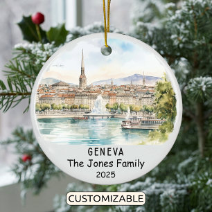Personalisiertes Genfer Ornament, Schweiz Keramik Ornament