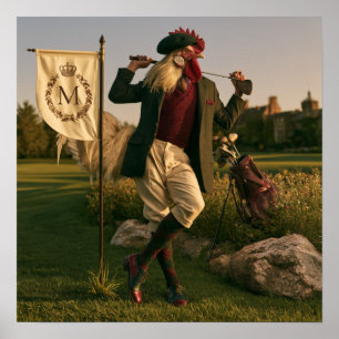 Personalisiertes Gentleman-Golfer-Hahn-Plakat Poster