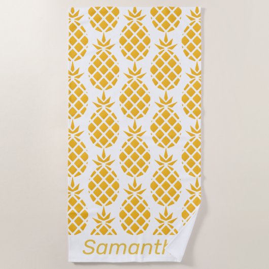 Personalisiertes geometrisches Ananas-Muster Strandtuch (Vorderseite)