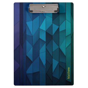 Personalisiertes geometrisches Blau und Aquamarine Klemmbrett